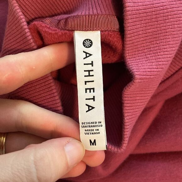 Athleta Dusty Rose Cozy Karma Side Zip Funnel Neck Sweatshirt Size Medium - Picture 7 of 9
